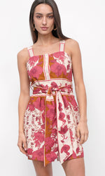 Load image into Gallery viewer, Tristin Border Mini Dress in Ecru/Coral
