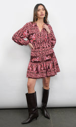 Load image into Gallery viewer, Ringo Long Sleeve Smocked Mini Dress in Maroon
