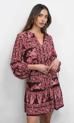 Load image into Gallery viewer, Ringo Long Sleeve Smocked Mini Dress in Maroon
