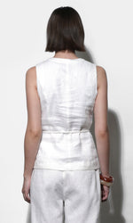 Load image into Gallery viewer, Hadley Linen Vest with Belt in White
