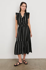 Load image into Gallery viewer, Garden Dress in Ash Leno Stripe
