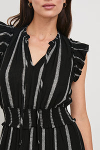 Garden Dress in Ash Leno Stripe