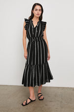 Load image into Gallery viewer, Garden Dress in Ash Leno Stripe
