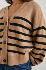 Load image into Gallery viewer, Geneva Cardigan in Camel/Black
