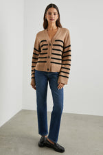 Load image into Gallery viewer, Geneva Cardigan in Camel/Black
