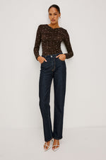 Load image into Gallery viewer, Georgina Top in Cocoa Polka Dots
