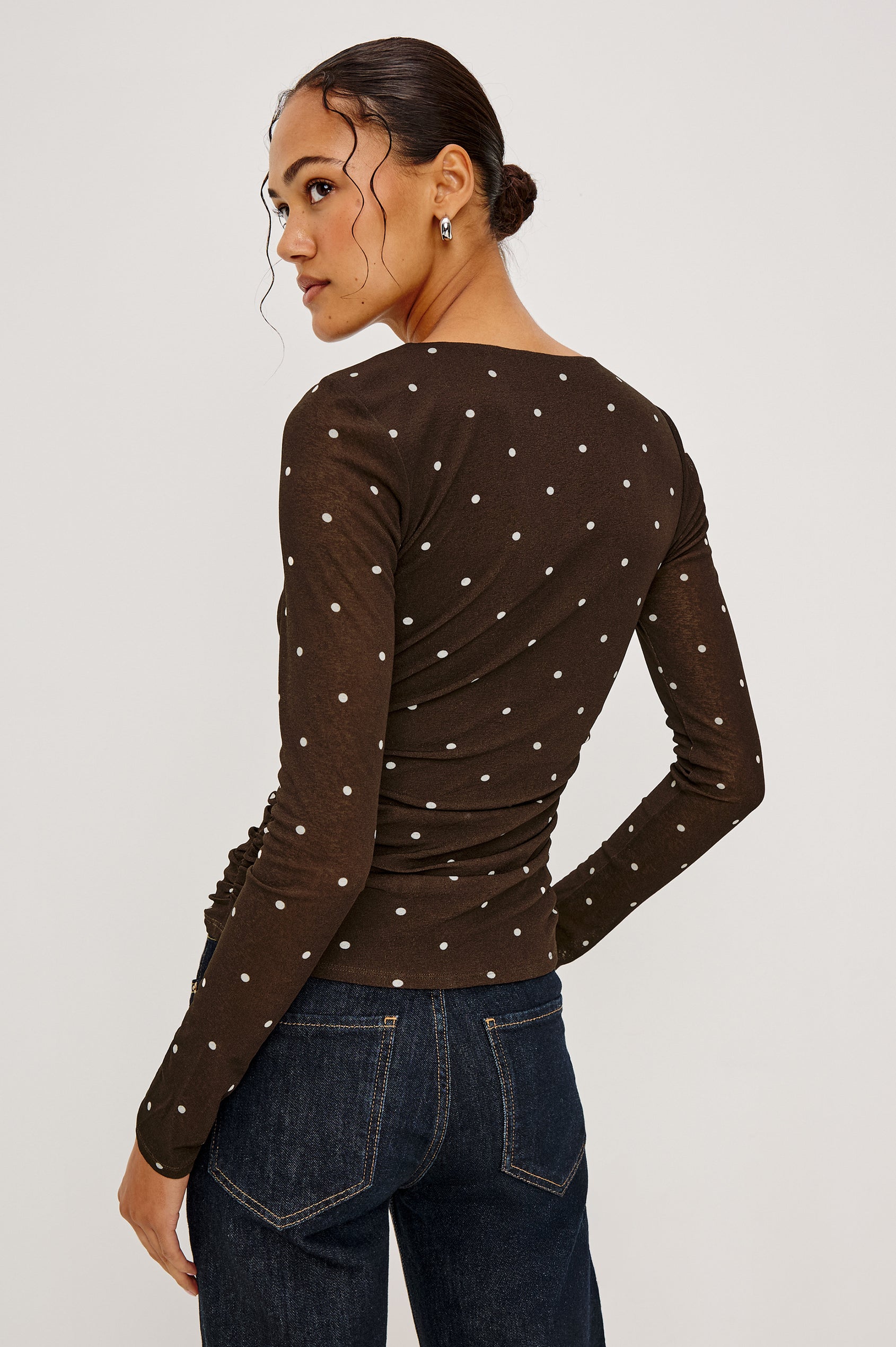 Georgina Top in Cocoa Polka Dots
