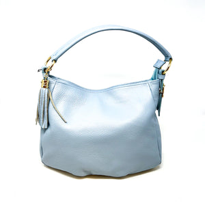 Medium Leather Shoulder Bag in Light Blue