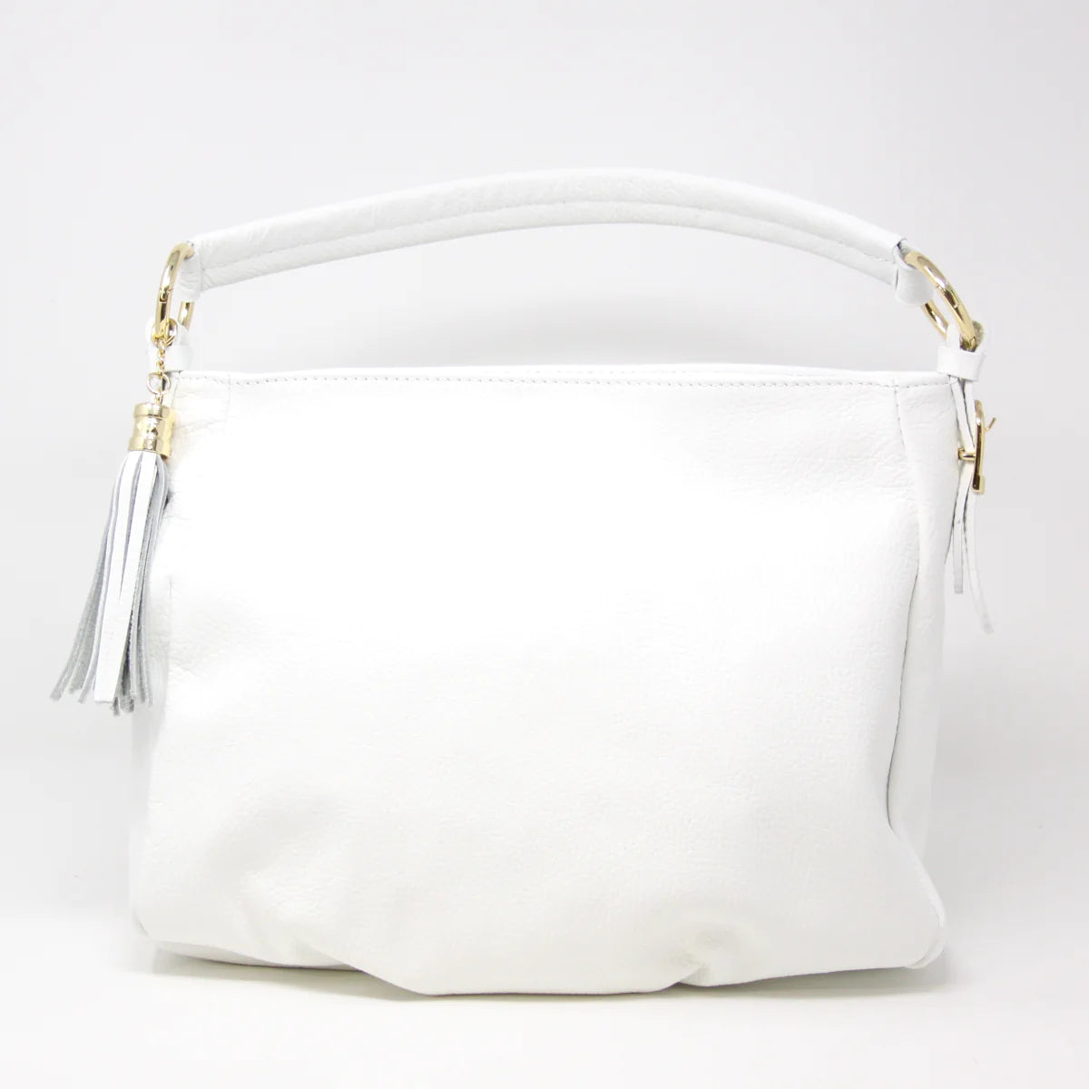 Medium Leather Shoulder Bag in White