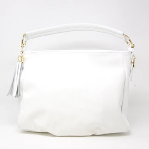 Medium Leather Shoulder Bag in White