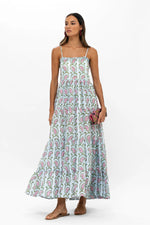 Load image into Gallery viewer, Smocked Back Maxi Dress in Goa Green
