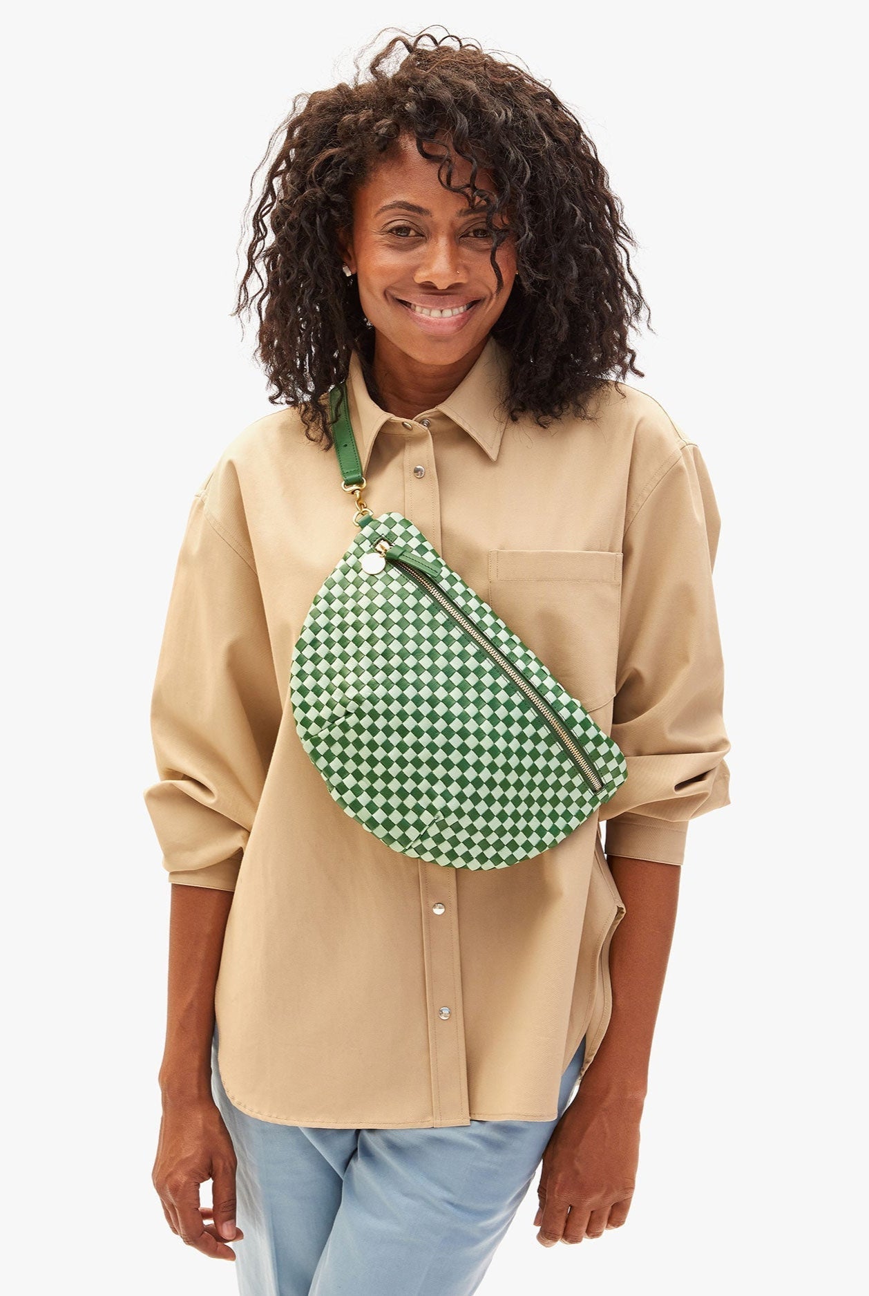 Grande Fanny in Fern & Mist Woven Checker