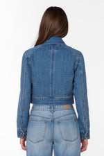 Load image into Gallery viewer, Happy Cropped Jacket in Senna Blue
