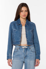 Load image into Gallery viewer, Happy Cropped Jacket in Senna Blue
