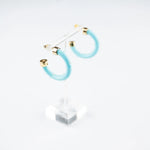 Load image into Gallery viewer, Mini Hoops in Surf Blue with Pearls
