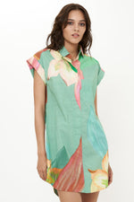 Load image into Gallery viewer, Shirt Dress Mini in Hibiscus Sage
