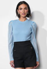 Load image into Gallery viewer, Honey Sheer Sleeve Sweater Top in Moonstone
