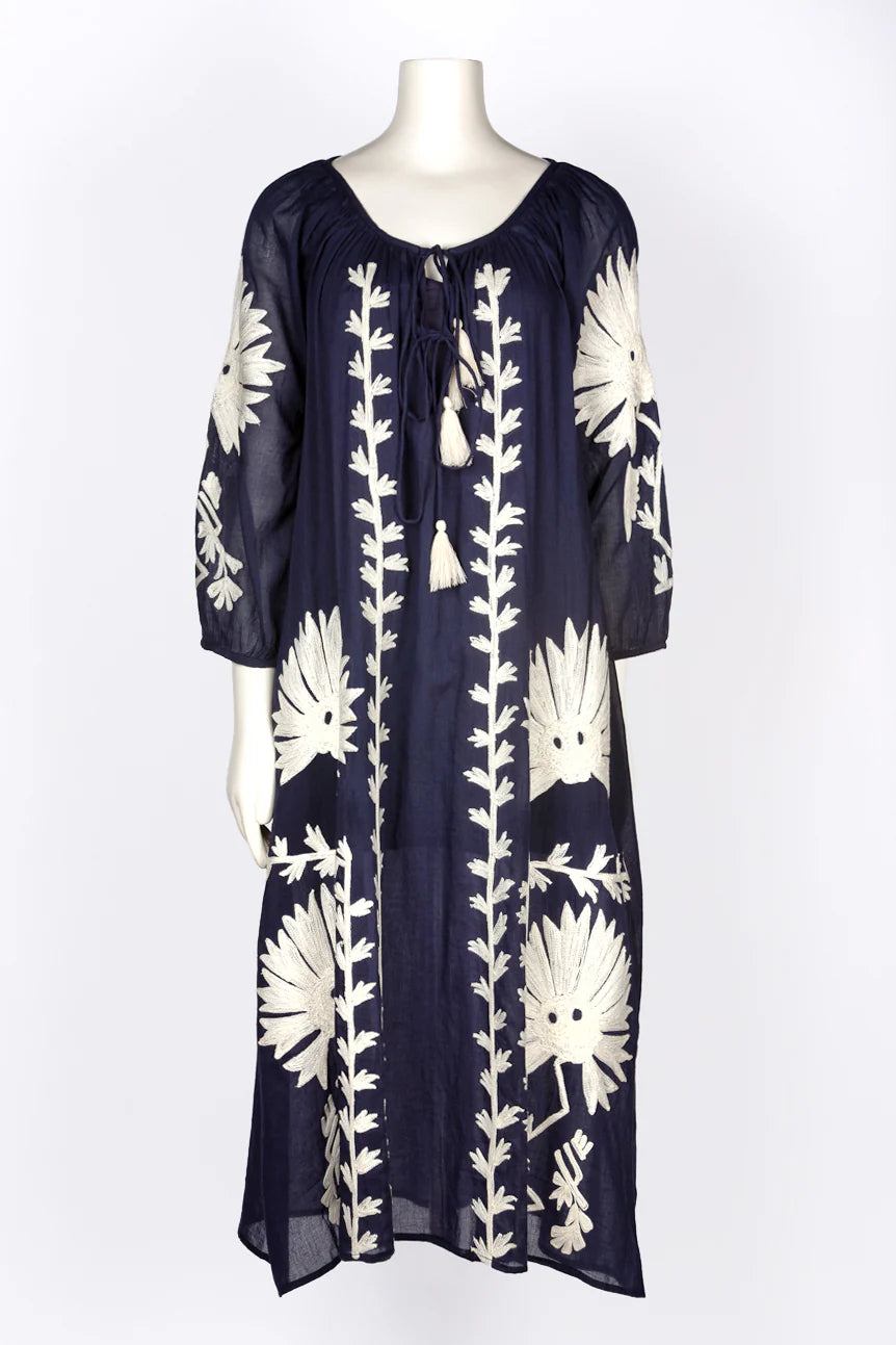 Elana Tassel Dress/Cover-up in Navy
