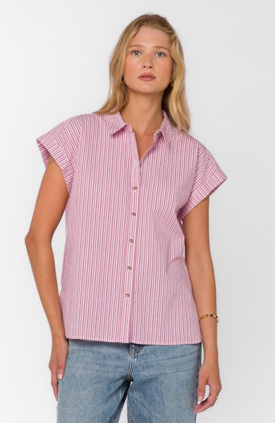 Ilene Blouse in Cosmic Pink Stripe