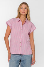 Load image into Gallery viewer, Ilene Blouse in Cosmic Pink Stripe
