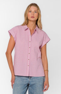 Ilene Blouse in Cosmic Pink Stripe