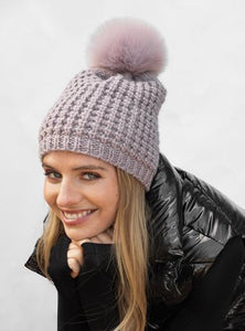 Classic Beanie with Faux Fur Pom in Dove