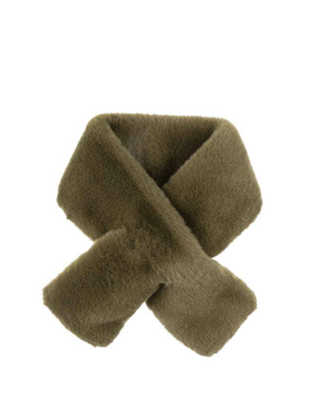 Faux Fur Scarf in Military