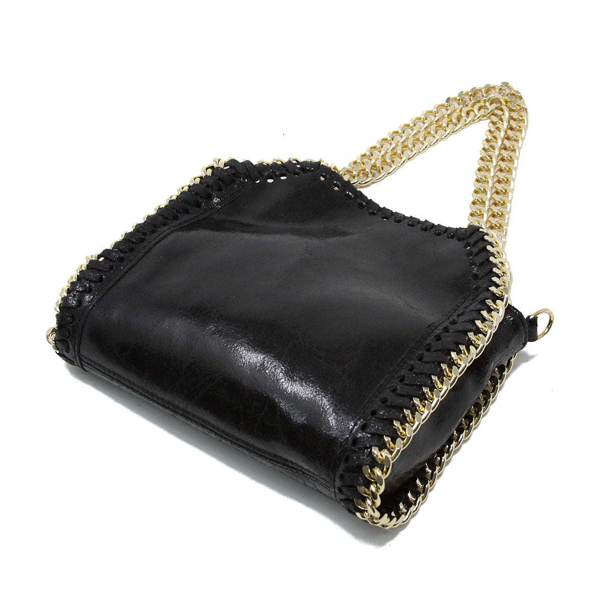 Leather Chain Shoulder Bag in Black