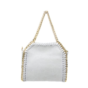 Leather Chain Shoulder Bag in Ivory