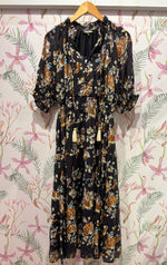 Load image into Gallery viewer, Short Sleeve Floral Maxi Dress in Black
