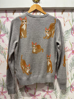 Load image into Gallery viewer, Cat Intarsia Sweater in Heather Grey
