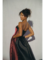 Load image into Gallery viewer, Monet High Low Gown in Hot Coral Colorblock
