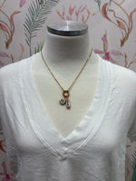 Load image into Gallery viewer, Sister and Two Girls Emoji Charm on Gold Paperclip Chain w/ Attached Carabiner
