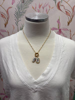 Load image into Gallery viewer, Hummingbird and Violet Portrait Charms on Gold Paperclip Chain w/ Carabiner
