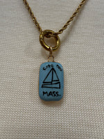 Load image into Gallery viewer, Cape Cod Charm on Gold Spiga Chain w/ Carabiner
