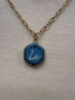 Load image into Gallery viewer, Swan Lake Charm on Gold Paperclip Chain
