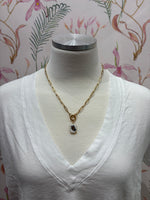 Load image into Gallery viewer, Monarch Charm on Gold Paperclip Chain w/ Attached Carabiner

