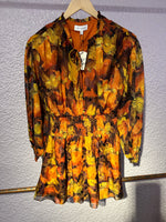 Load image into Gallery viewer, Surreal Mini Dress in Orange Multi
