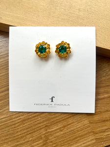 Camelia Flower Studs in Teal
