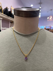 Rope Chain Heart Charm Necklace in Lavender