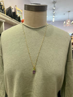 Load image into Gallery viewer, Heart Octagon Charm Necklace with Chain in Peridot/Purple
