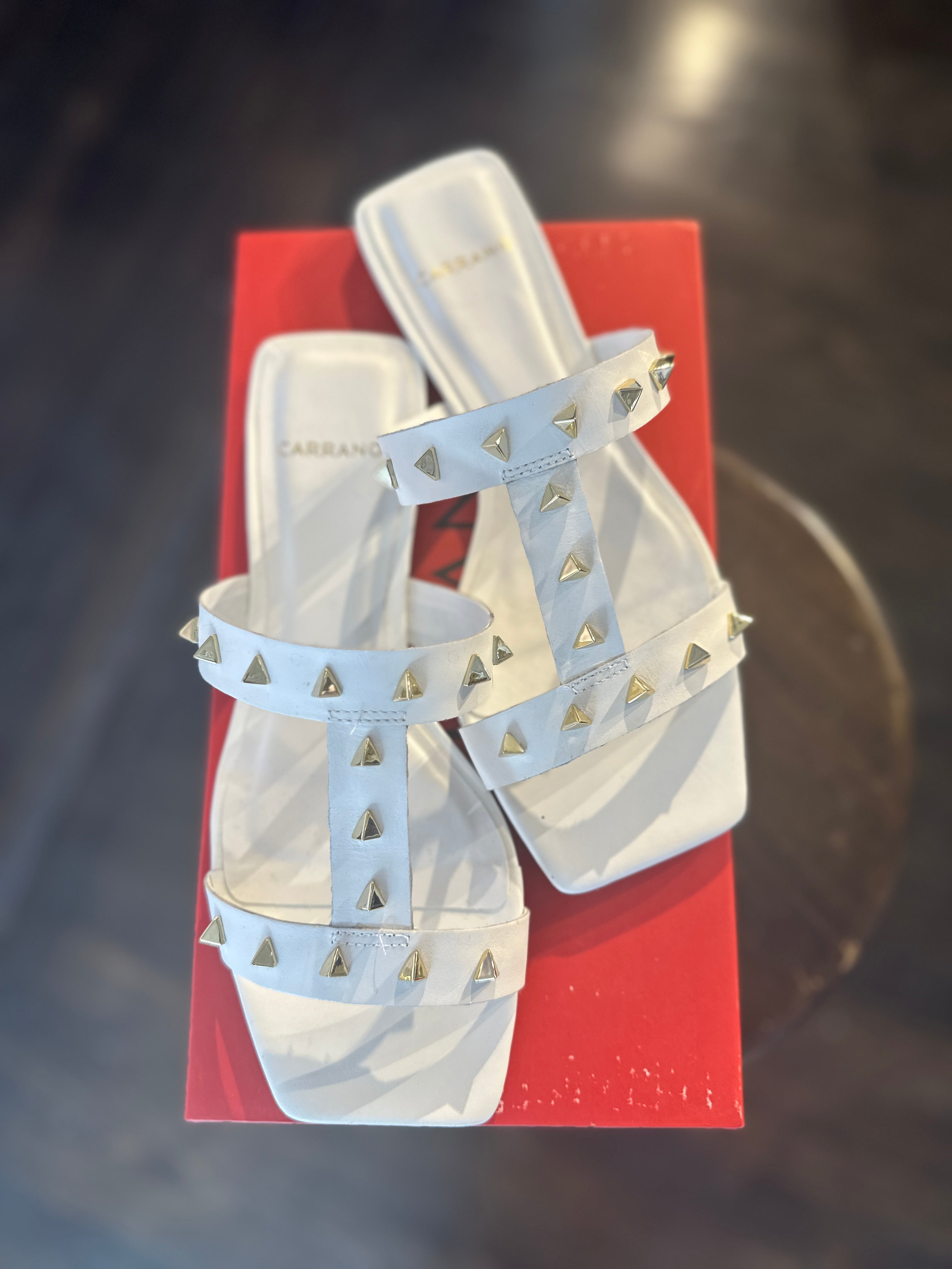 Caly Studded Slide Sandal in White