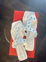 Load image into Gallery viewer, Caly Studded Slide Sandal in White
