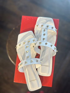 Caly Studded Slide Sandal in White