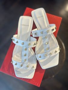 Caly Studded Slide Sandal in White