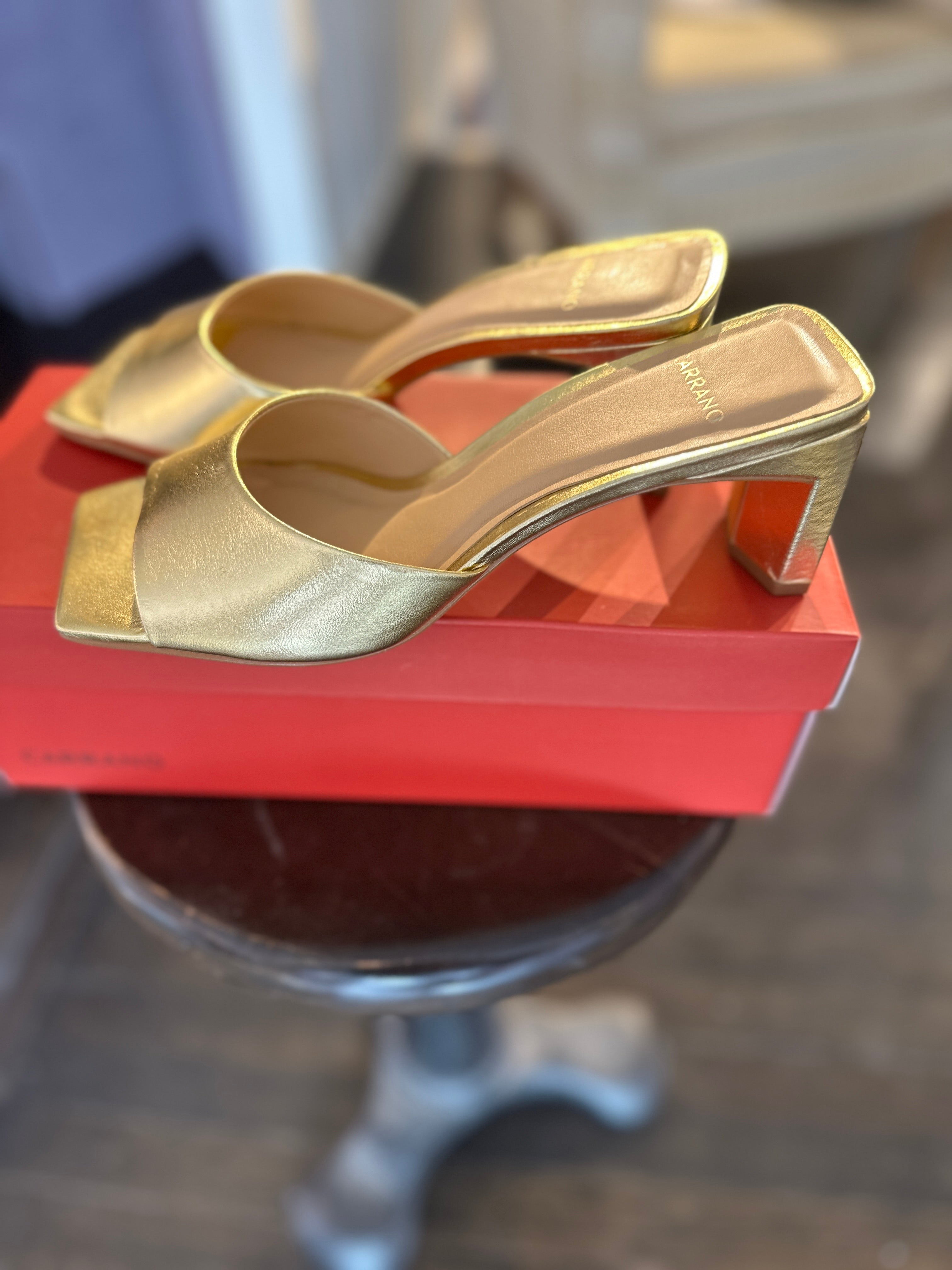 Gina Dress Slide Sandal in Gold