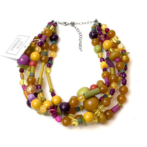 Sylvie Statement Necklace in Camel and Gems