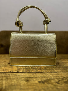 Box Bag with Knot Handle in Gold