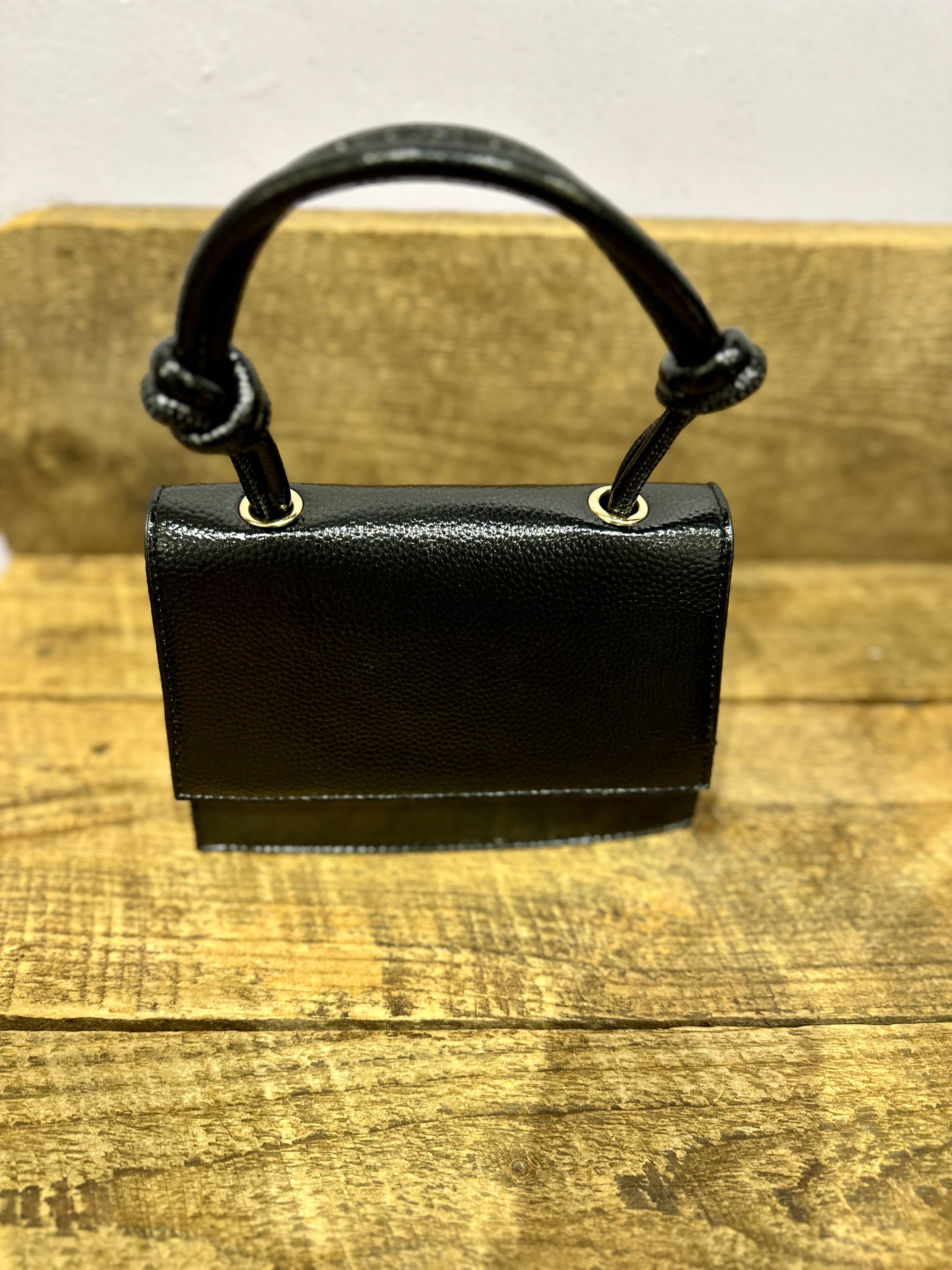 Box Bag with Knot Handle in Black