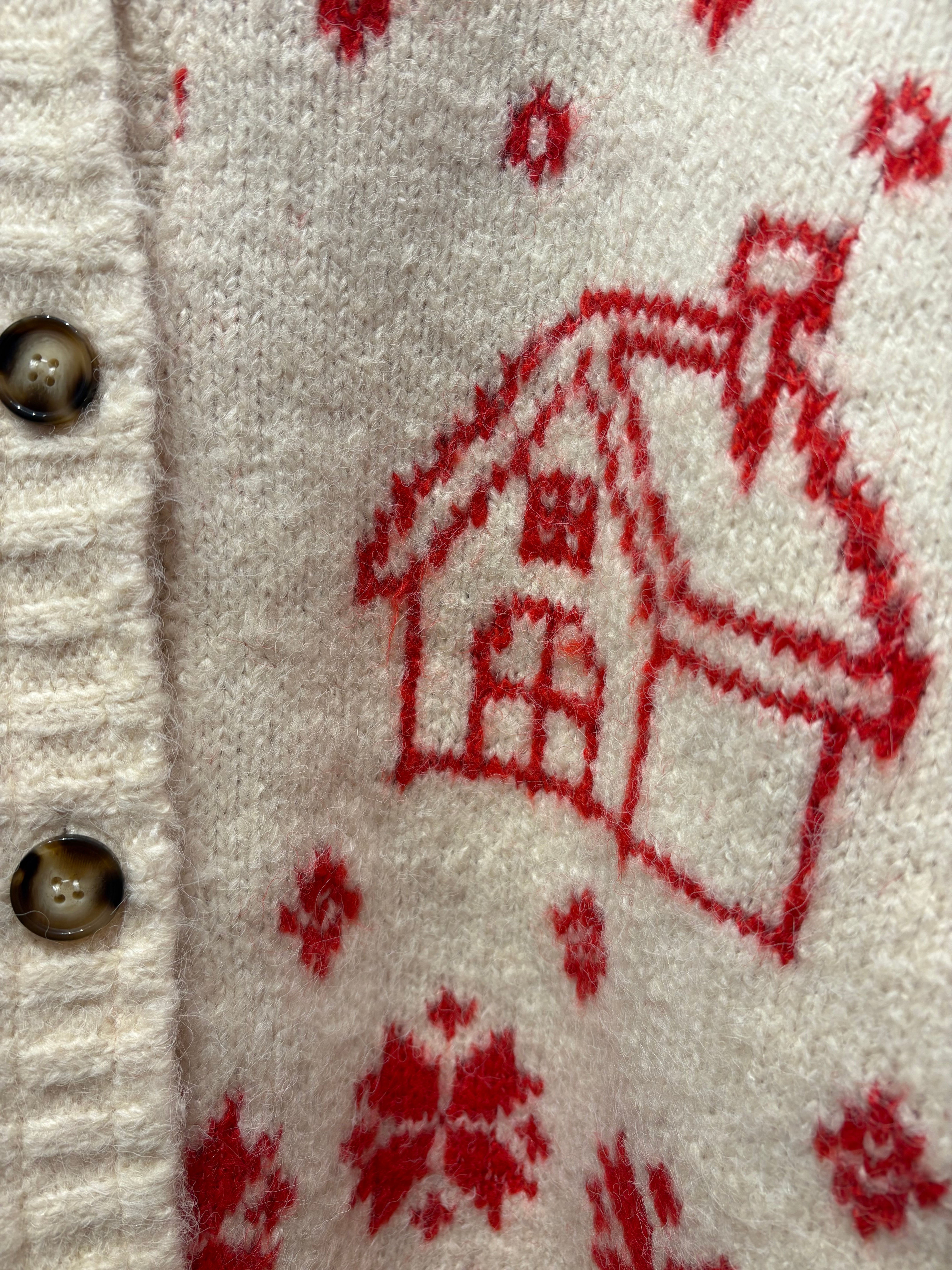 Button Up Knit Sweater Cardigan in Cream